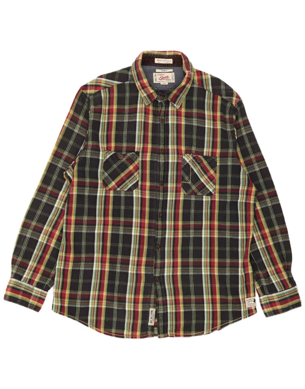 Marlboro Classics Mens Checked Custom Fit Flannel Shirt 3XL Black Check