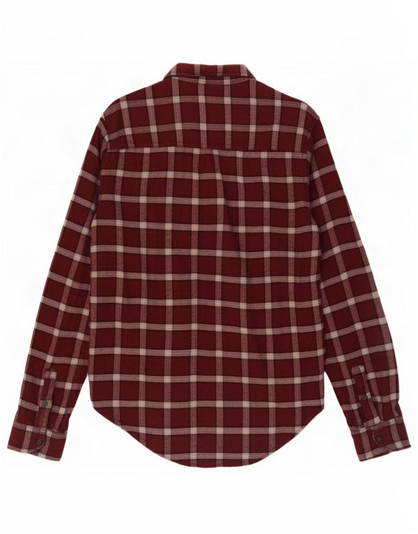 Abercrombie & Fitch Camisa de franela extragrande para mujer UK 6 XS Cuadros burdeos