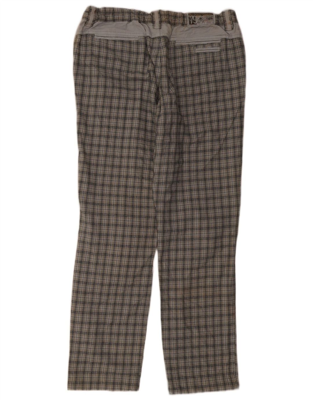 Think Pink Pantalón chino recto para hombre, talla grande, W36 L32, cuadros grises