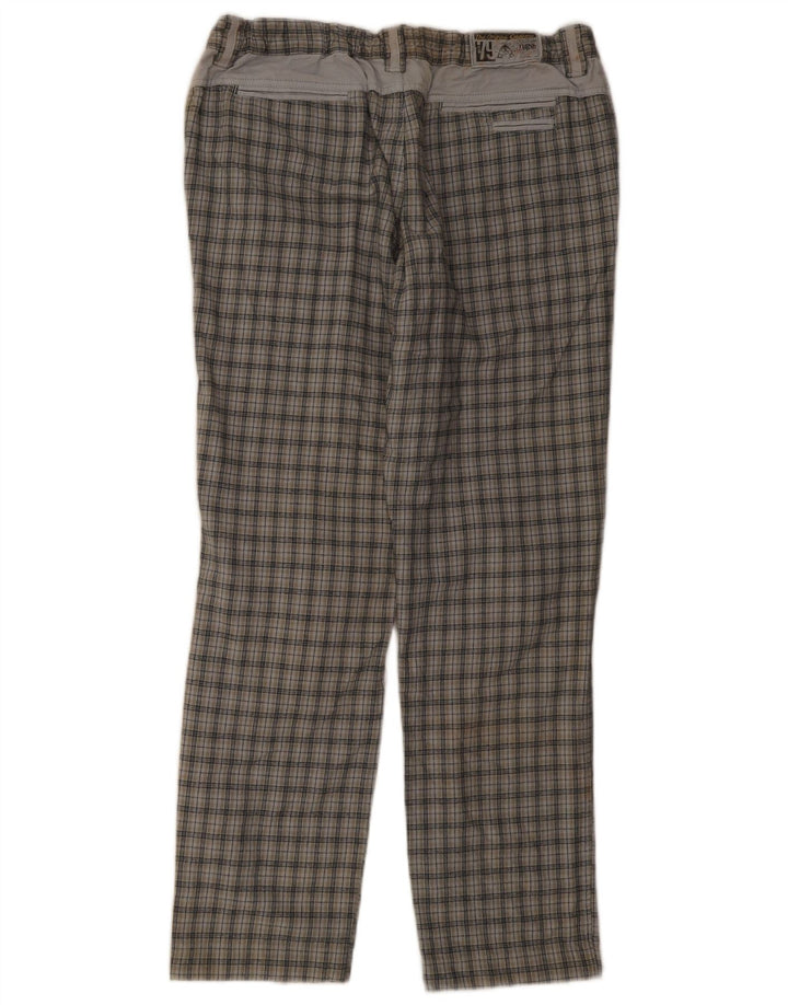 Think Pink Pantalón chino recto para hombre, talla grande, W36 L32, cuadros grises