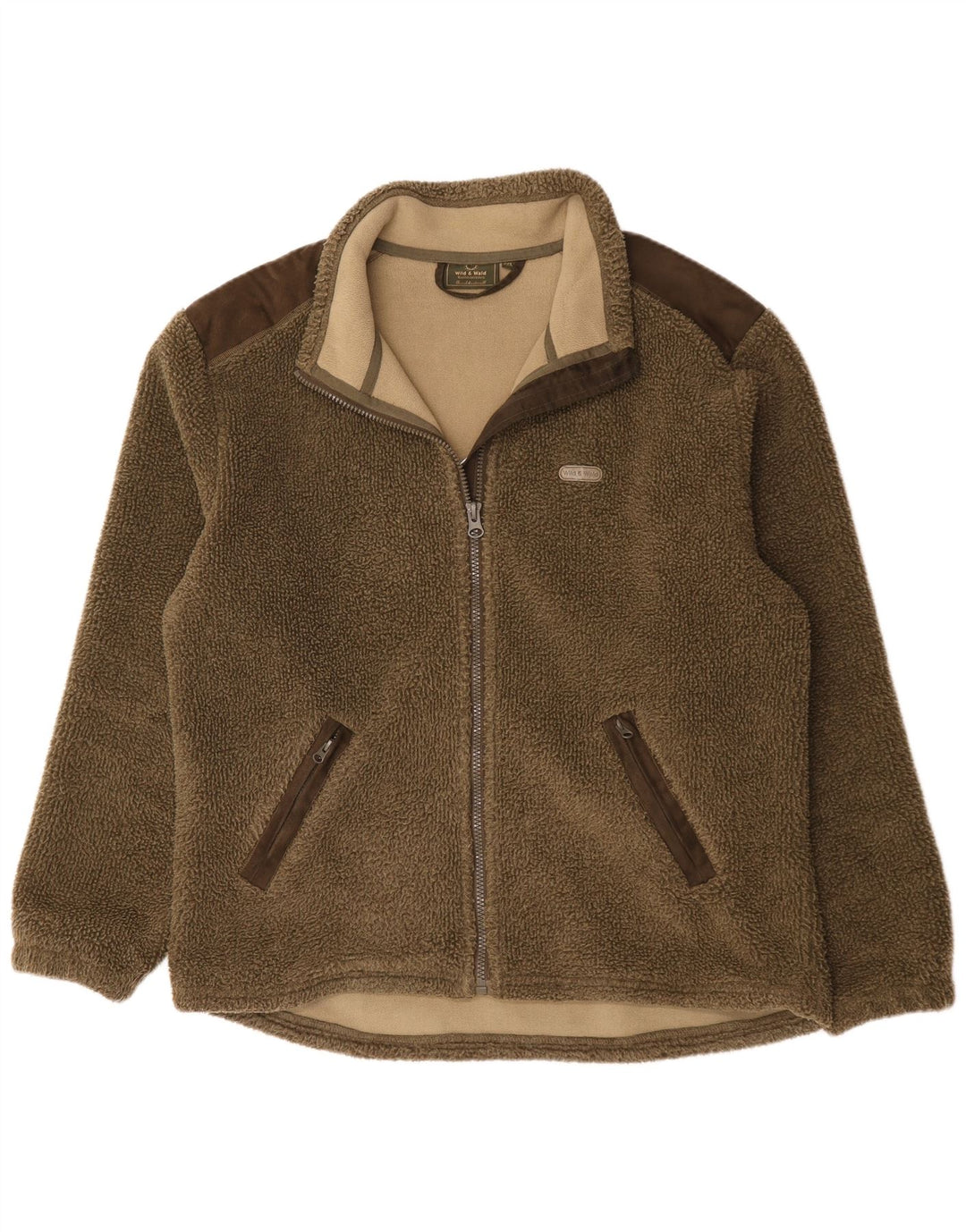 Vintage hombres chaqueta de lana Reino Unido 44 2XL caqui colorblock poliéster
