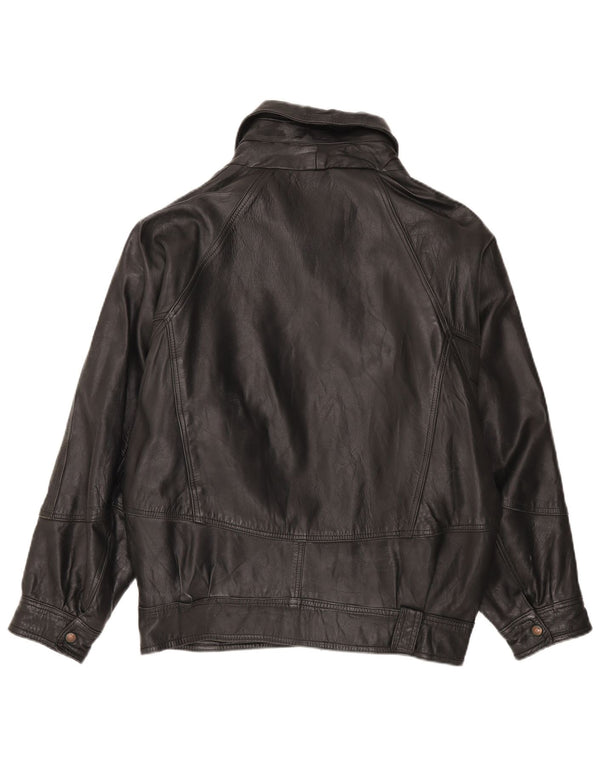 Chaqueta de cuero vintage para hombre Reino Unido 42 XL cuero negro