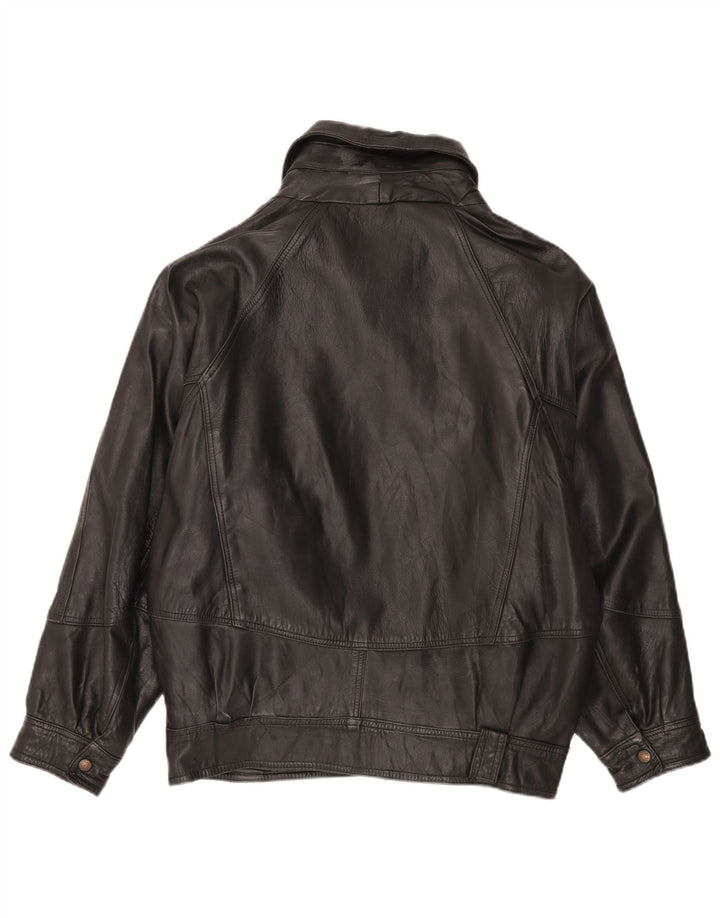 Chaqueta de cuero vintage para hombre Reino Unido 42 XL cuero negro