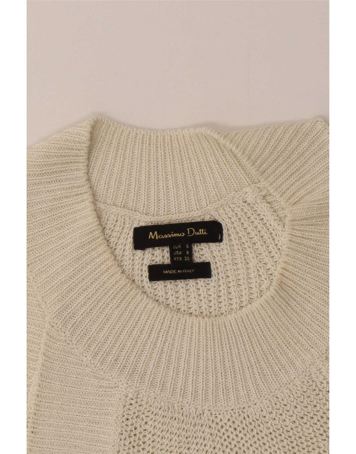 Massimo Dutti Top Halter De Punto Para Mujer UK 10 Small Off White