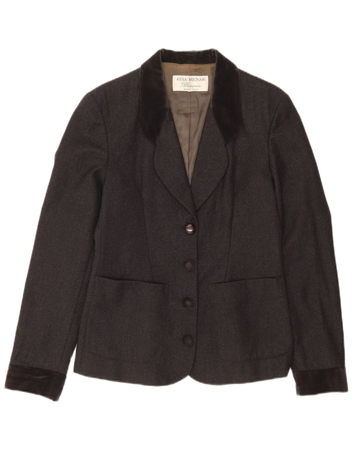 Anna Molinari Chaqueta Blazer De 4 Botones Para Mujer IT 42 Gris Medio Colorblock