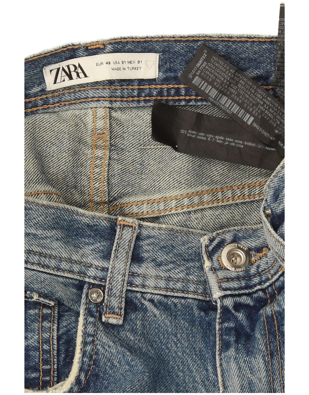 Zara Jeans recortados desgastados para hombre EU 40 Medium W31 L26 Algodón azul