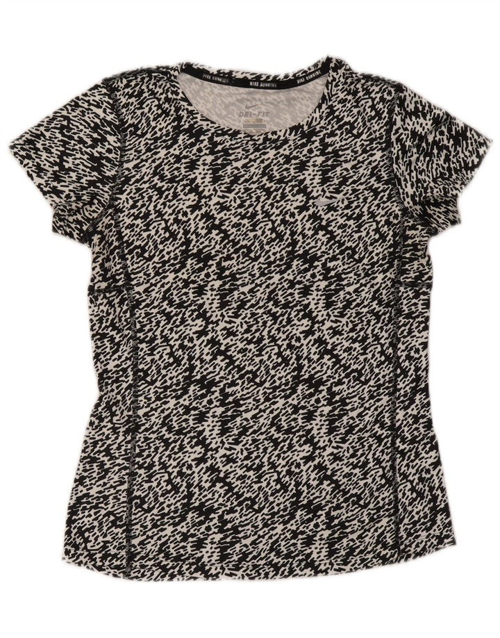 Nike Camiseta Dri Fit para mujer UK 6 XS Poliéster moteado negro