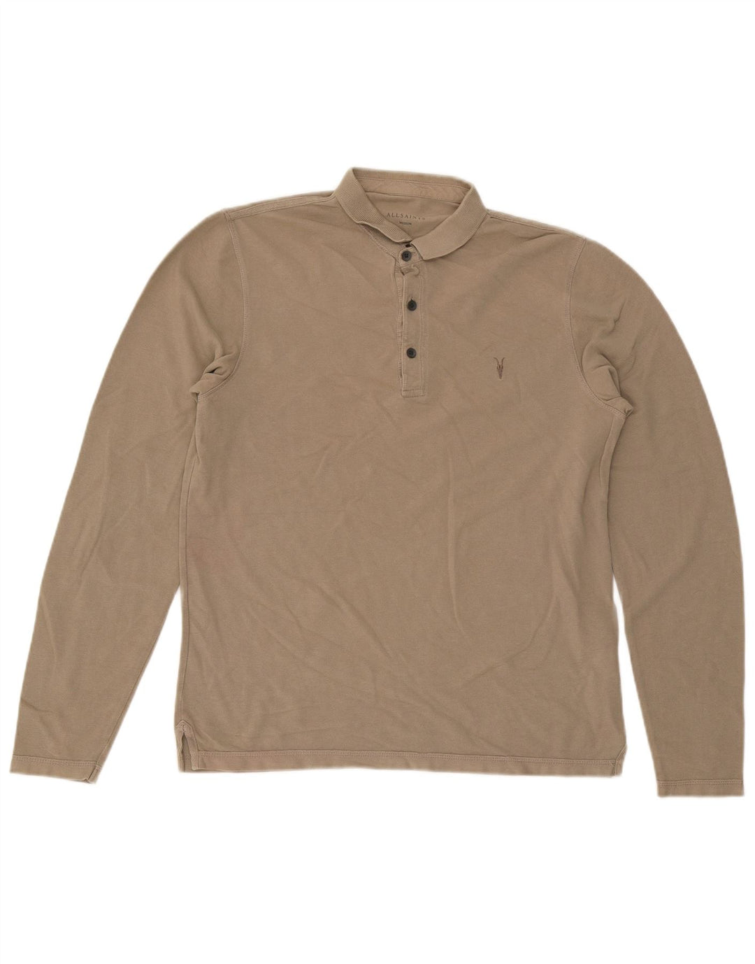 All Saints Polo Manga Larga Hombre Algodón Beige Medio