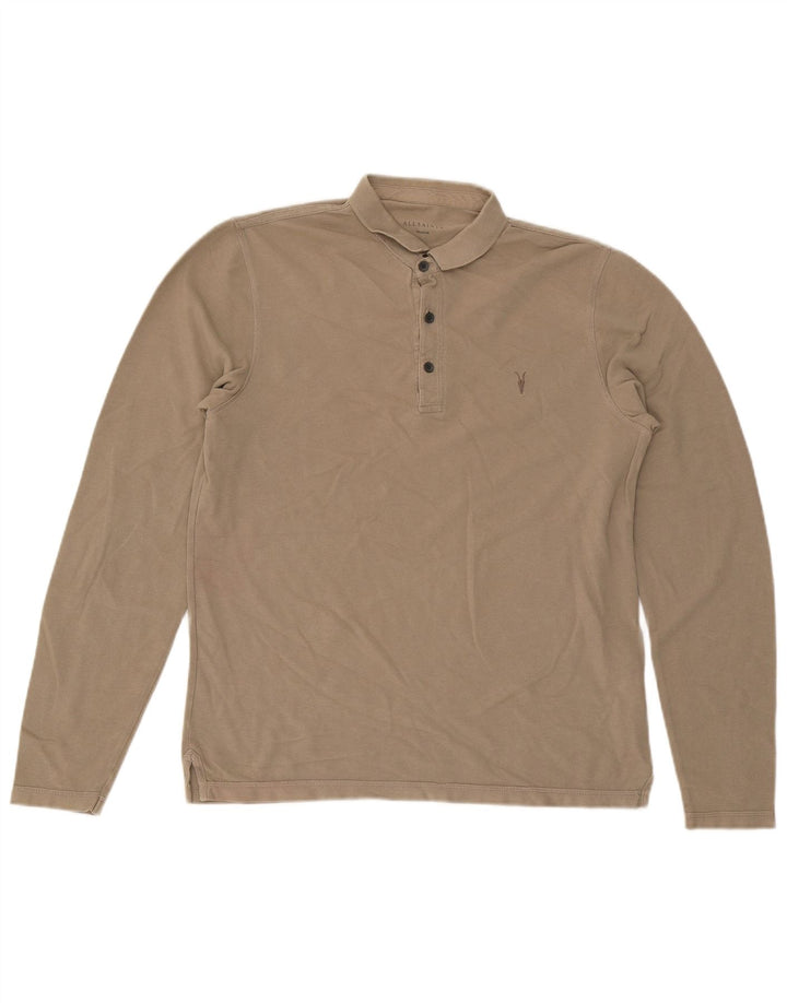All Saints Polo Manga Larga Hombre Algodón Beige Medio