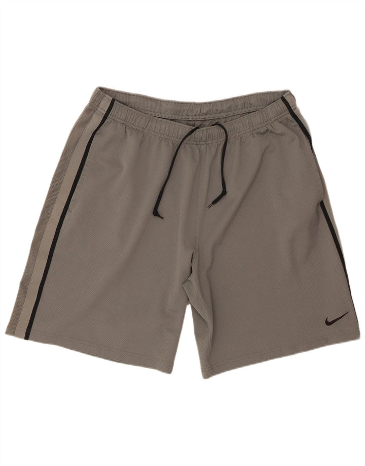 Nike - Pantalones cortos deportivos para hombre, poliéster a rayas grises grandes