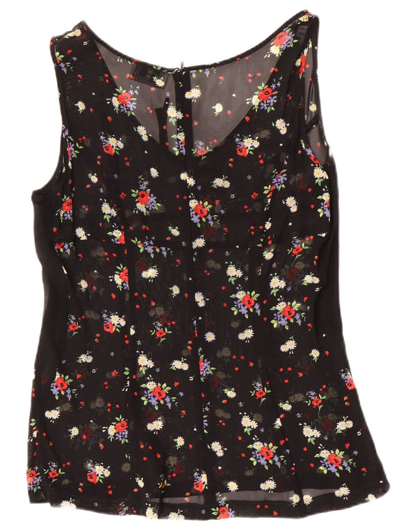 Oliver By Valentino Blusa sin mangas para mujer IT 44 Medium Black Floral
