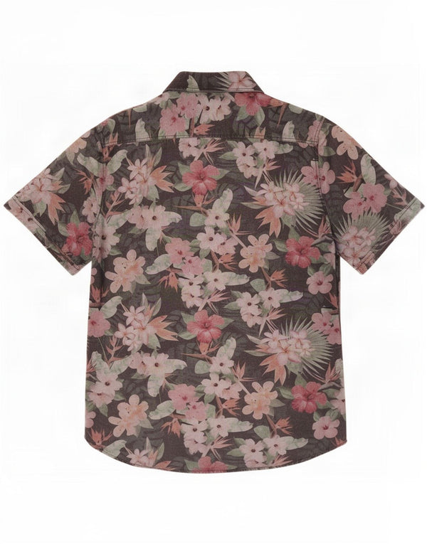 Marlboro Classics - Camisa de manga corta para hombre, ajuste personalizado, talla grande, color negro floral