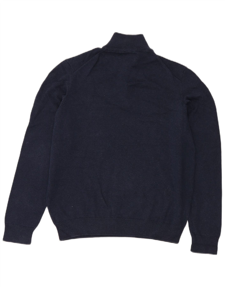 Farah Mens Zip Neck Jumper Sweater Large Azul Marino Algodón