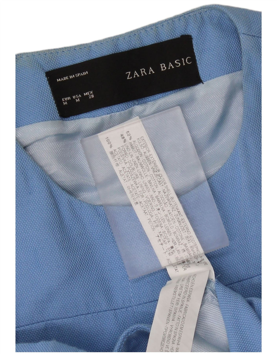 Zara Mujer Abrigo UK 12 Algodón Azul Medio