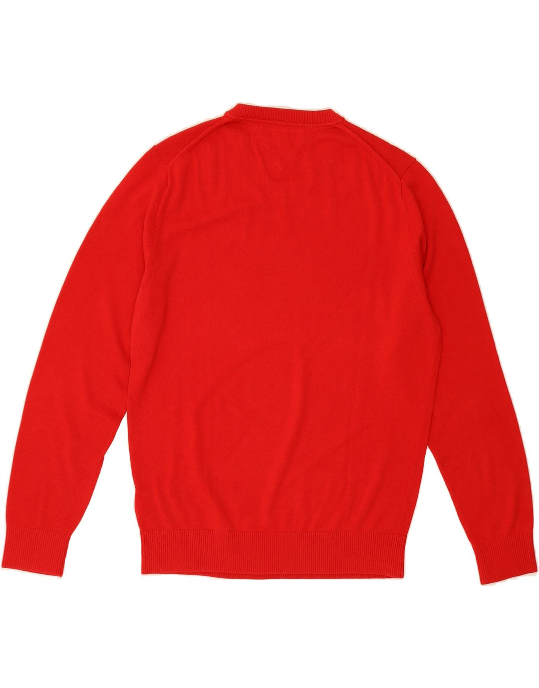 TOMMY HILFIGER Mens V-Neck Jumper Sweater Medium Red Cotton Vintage Tommy Hilfiger and Second-Hand Tommy Hilfiger from Messina Hembry 