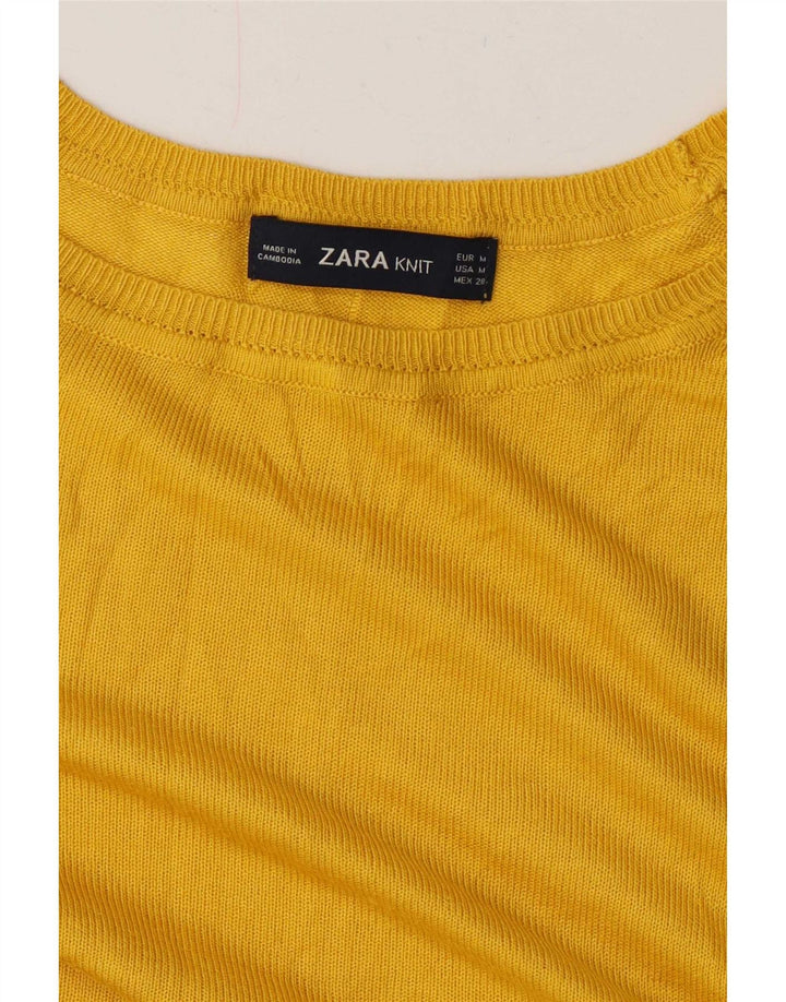 Zara - Jersey extragrande con cuello barco para mujer, talla 40, color amarillo mediano