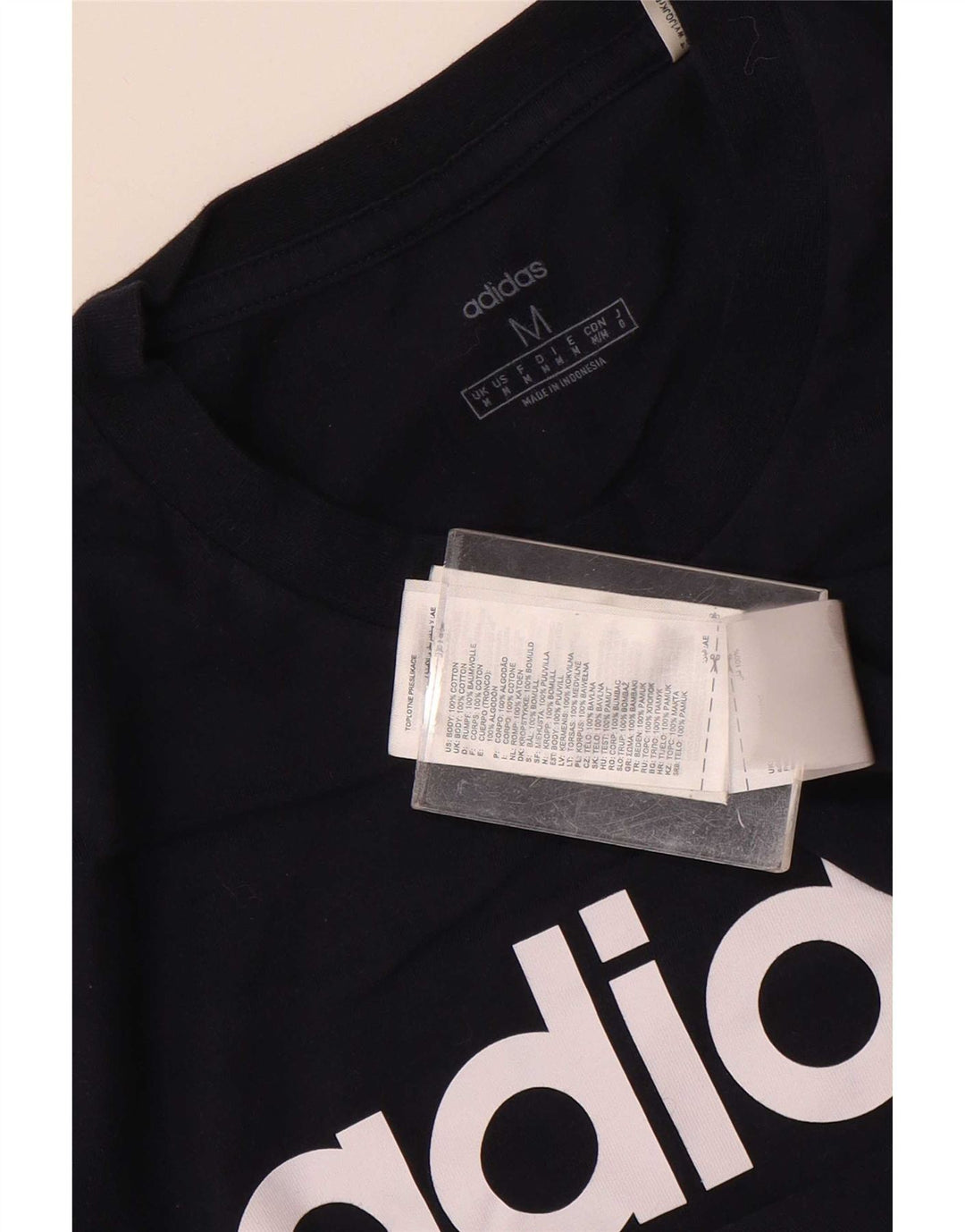 Adidas Hombre Camiseta Gráfica Top Medio Azul Marino Algodón