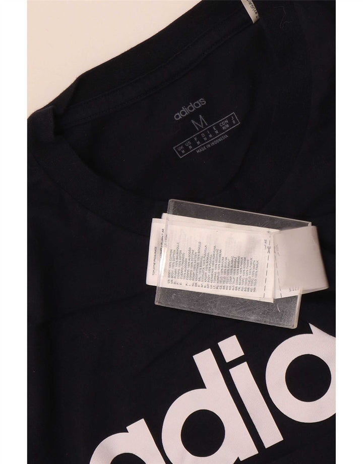 Adidas Hombre Camiseta Gráfica Top Medio Azul Marino Algodón