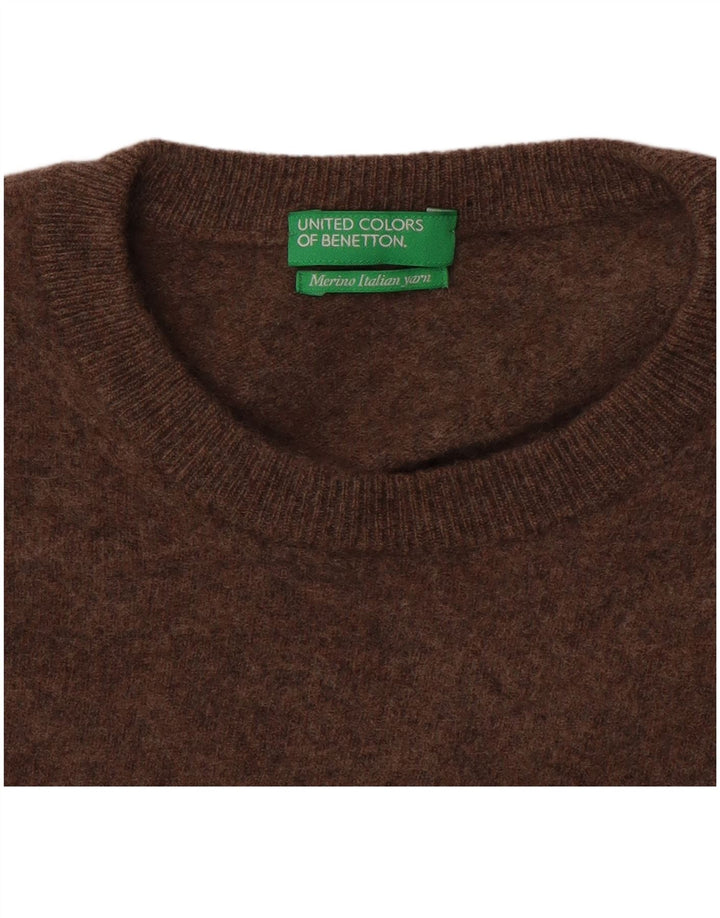 Benetton Jersey De Cuello Redondo Para Mujer UK 42 Marrón Medio