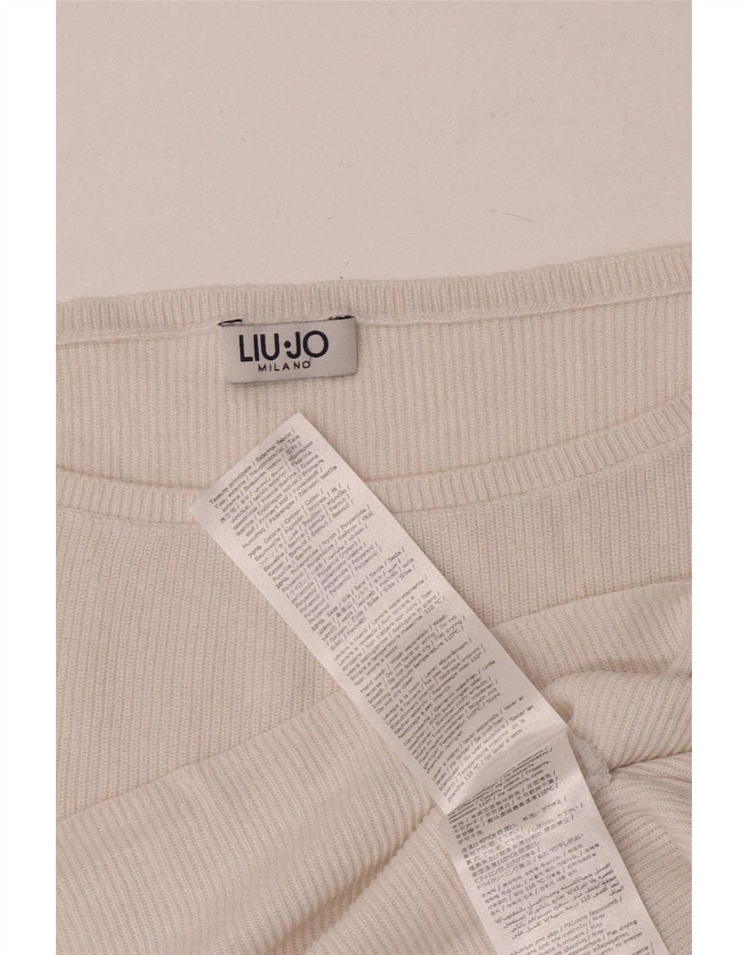 LIU JO Top corto extragrande para mujer, manga larga, Reino Unido 14, algodón blanco mediano