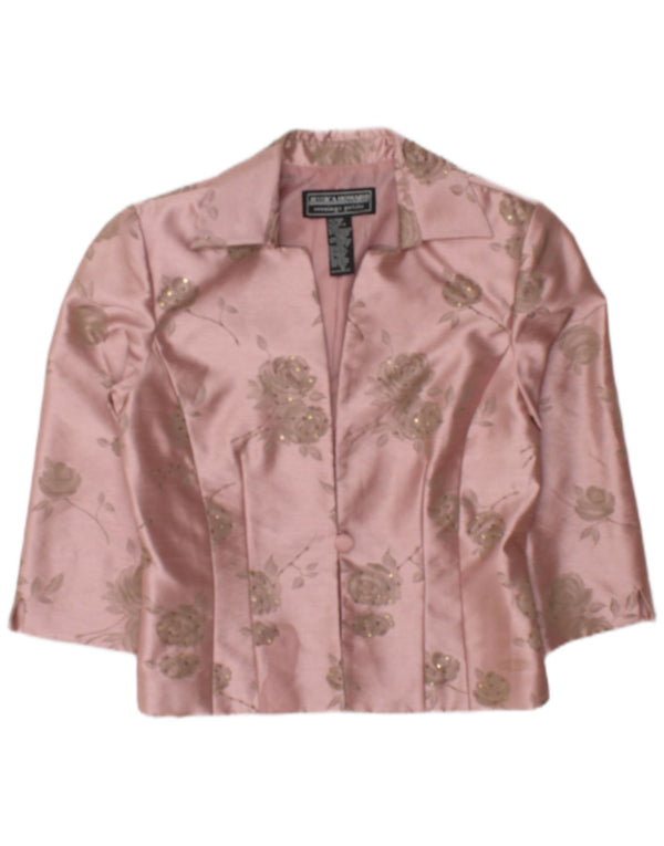 Jessica Howard Top Bolero de Manga 3/4 para Mujer US 10 Grande Rosa Floral Nylon