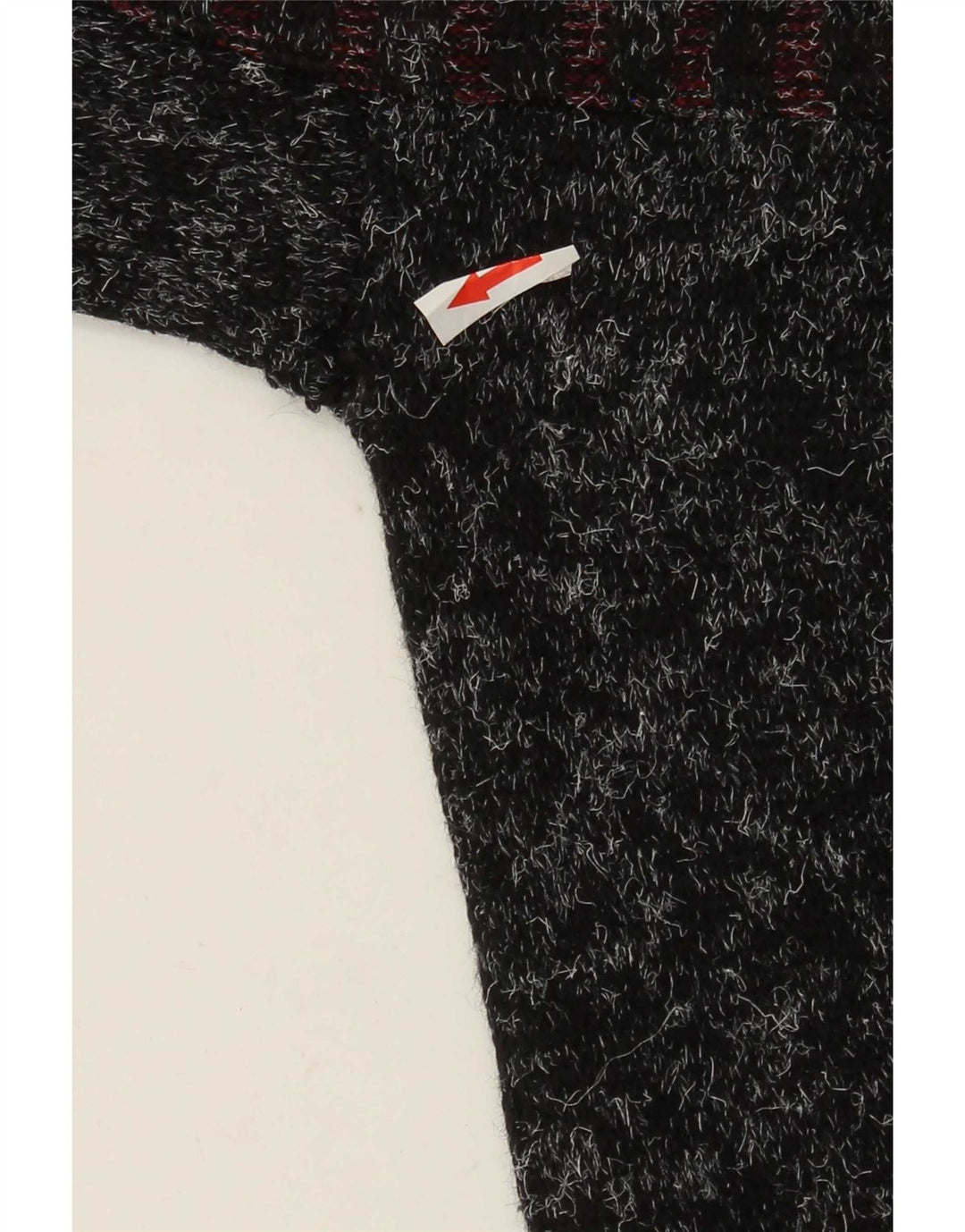 Vintage hombres cuello redondo jersey suéter grande negro patchwork lana