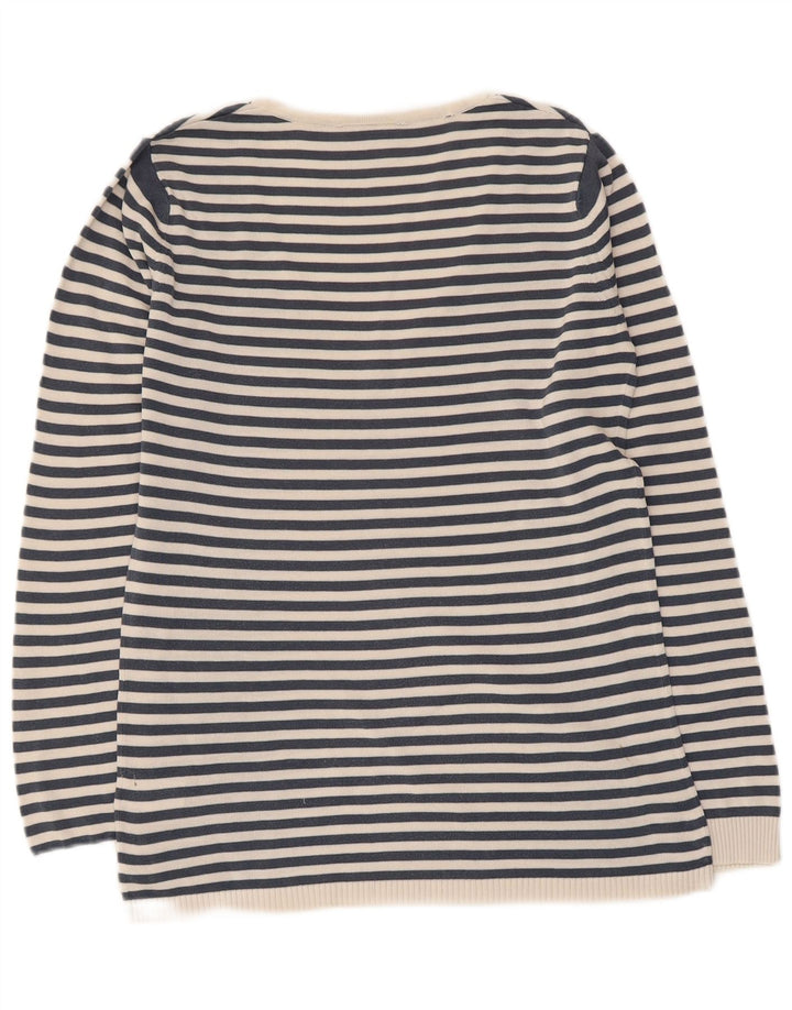 Lacoste Jersey con cuello en V para mujer Talla 38 Mediana Rayas azul marino
