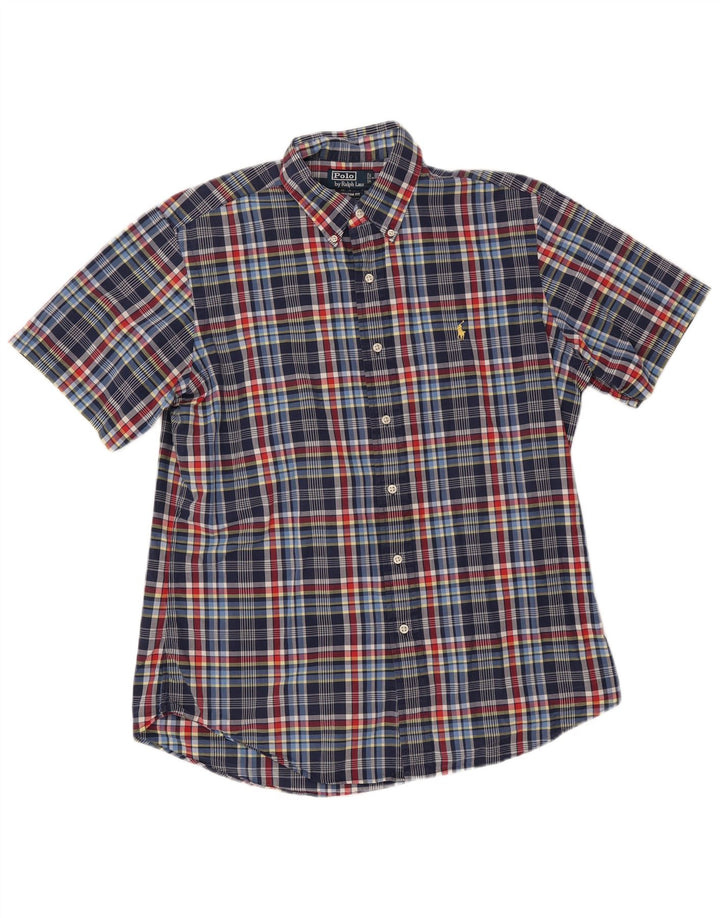 Polo Ralph Lauren Camisa de ajuste personalizado para hombre Algodón a cuadros azul grande