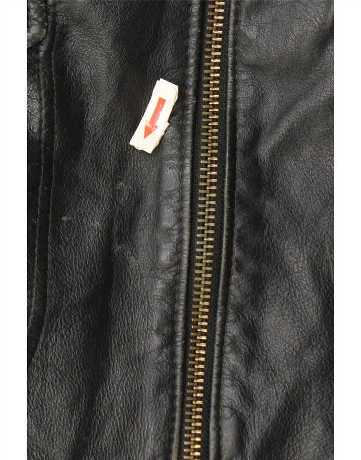 Chaqueta de cuero vintage para hombre Reino Unido 42 XL Negro