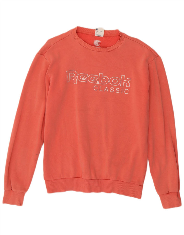 REEBOK Mens Graphic Sweatshirt Jumper Medium Pink Cotton