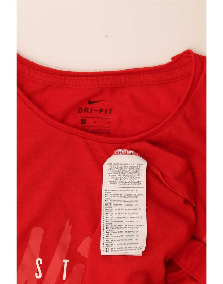 Nike Camiseta Dri Fit Crop extragrande con gráfico para mujer, talla 40, talla M, color rojo