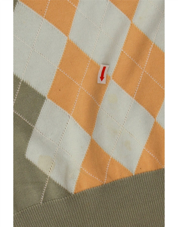 PRINGLE Suéter tipo jersey con cuello en V para mujer UK 44 Medium Khaki Argyle/Diamond