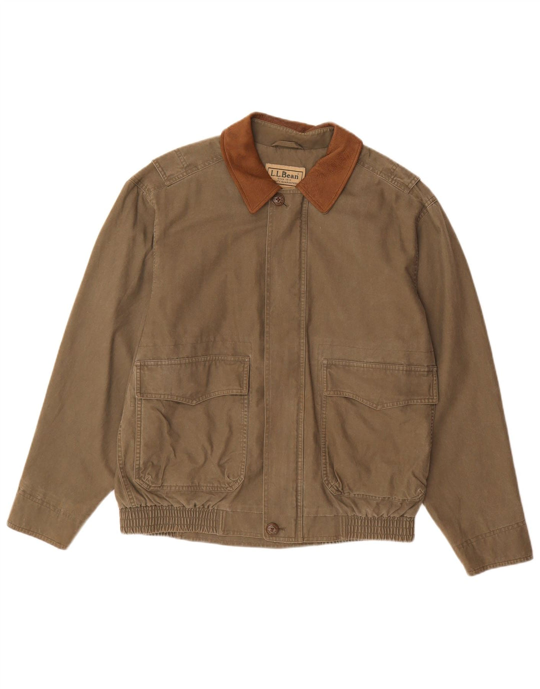 L.L.Bean Chaqueta Bomber para Hombre UK 38 Algodón Caqui Mediano