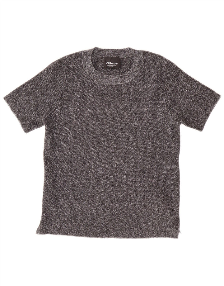 ZARA Mujer Camiseta Corta Top UK 8 Small Gris