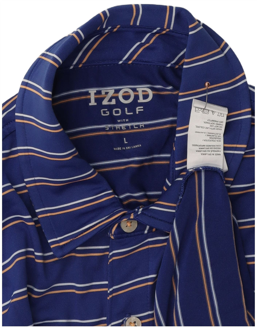 IZOD Polo de golf para hombre Poliéster a rayas azules grandes