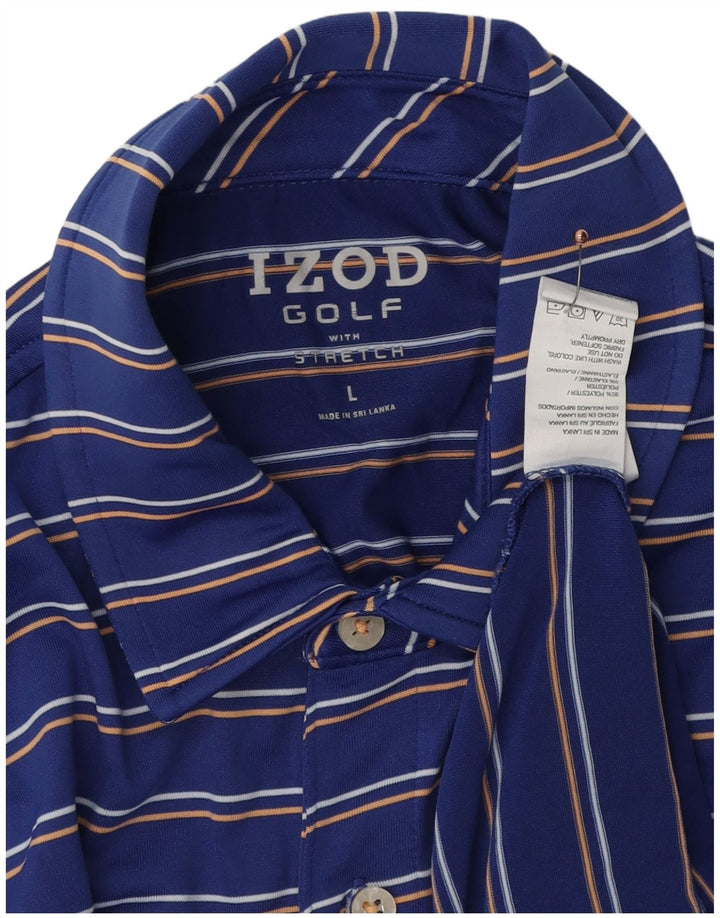 IZOD Polo de golf para hombre Poliéster a rayas azules grandes