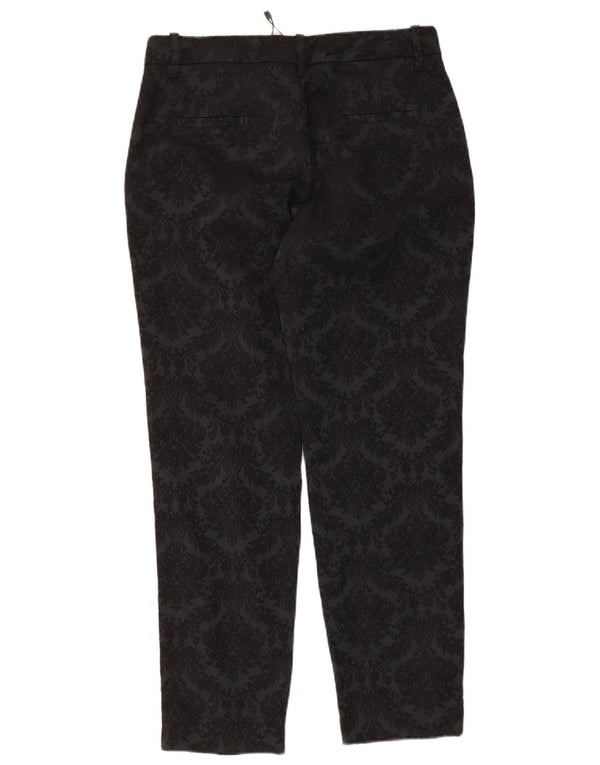 Zara Mujer Pantalón Chino Recto Mediano W28 L27 Algodón Floral Negro