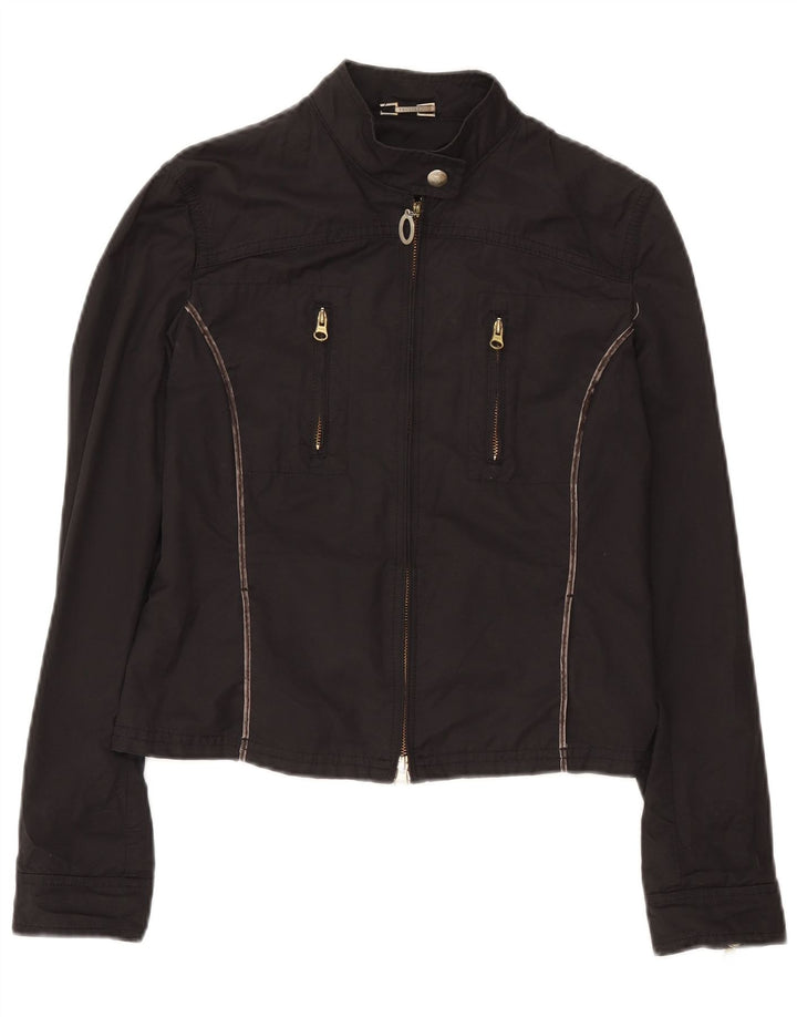 Cazadora bomber corta para mujer Trussardi Jeans IT 46 Large Algodón negro