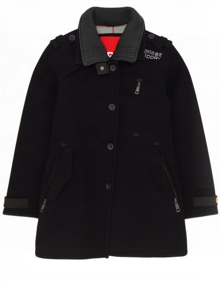 Superdry Abrigo militar para mujer, talla 40, lana azul marino mediana