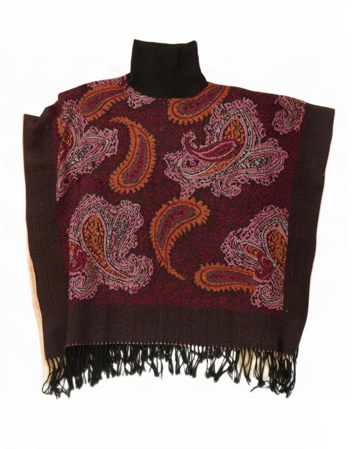 Vintage mujer Poncho Jumper un tamaño marrón Paisley