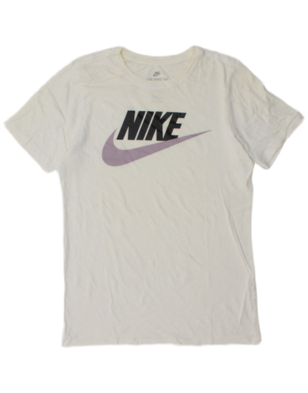 Nike Camiseta con gráfico de corte atlético para hombre, talla pequeña, color blanco