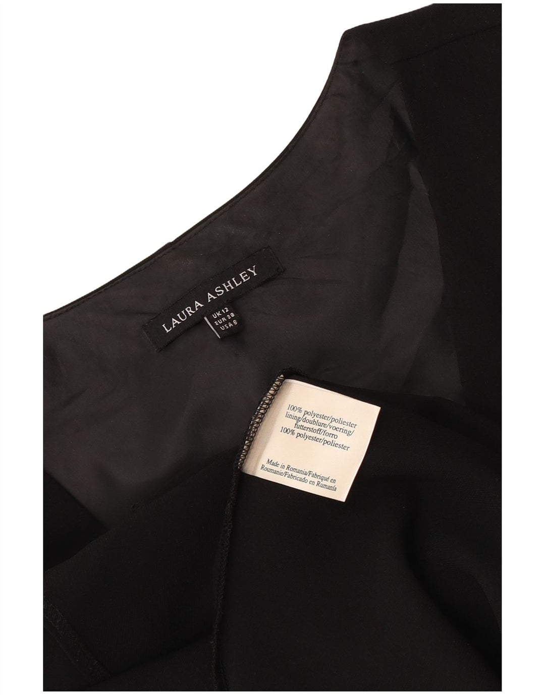 Laura Ashley Vestido acampanado sin mangas para mujer UK 42 Mediano Poliéster negro