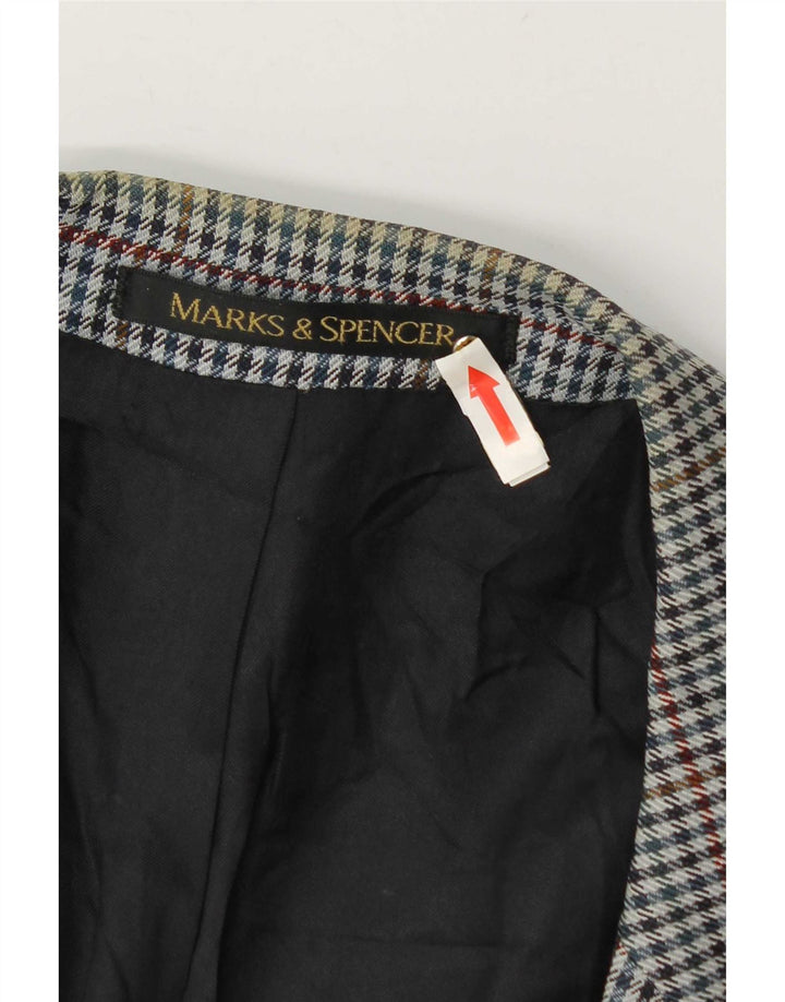 Marks & Spencer Chaqueta tipo blazer de 2 botones para hombre UK 46 XL Lana a cuadros azul