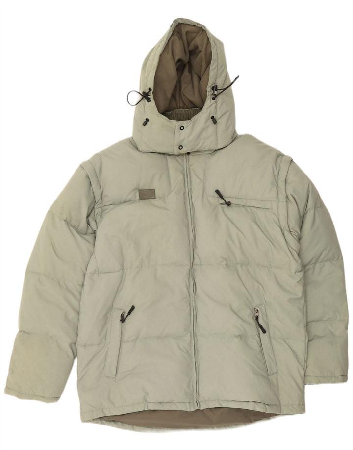 Fila Chaqueta acolchada con capucha para hombre UK 44 2XL Verde Colorblock