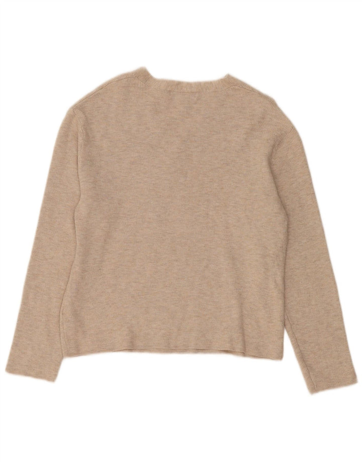 Marks & Spencer Jersey con Cuello en V para Mujer UK 44 Viscosa Beige Mediana
