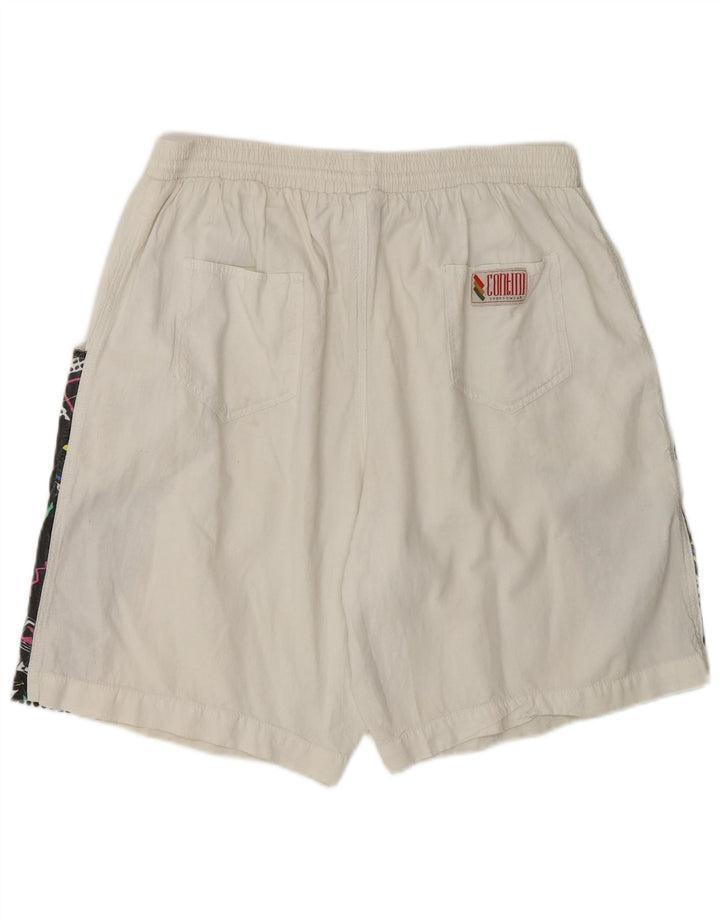 Pantalones cortos deportivos vintage para hombre XL Bloque de color blanco