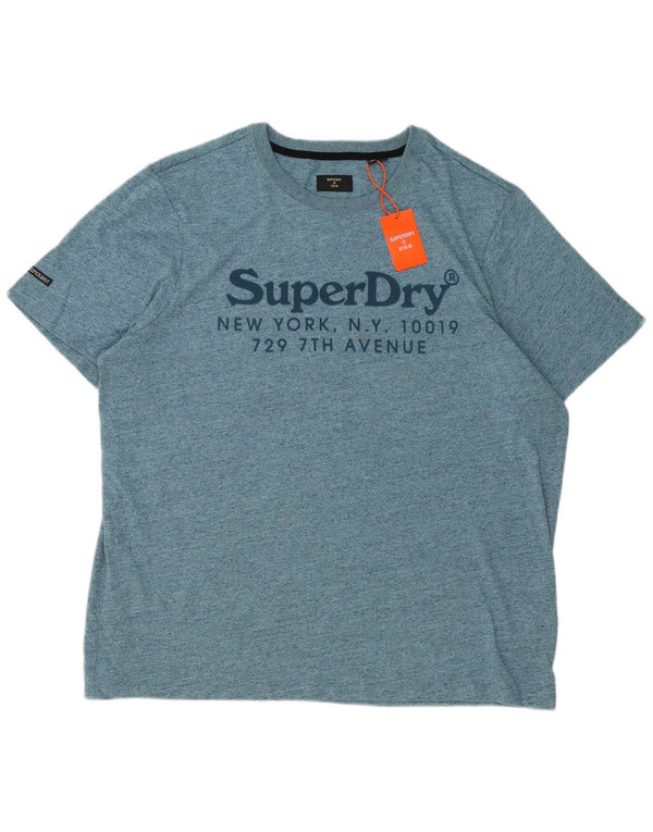 Superdry Camiseta gráfica para hombre Top 3XL Algodón moteado azul