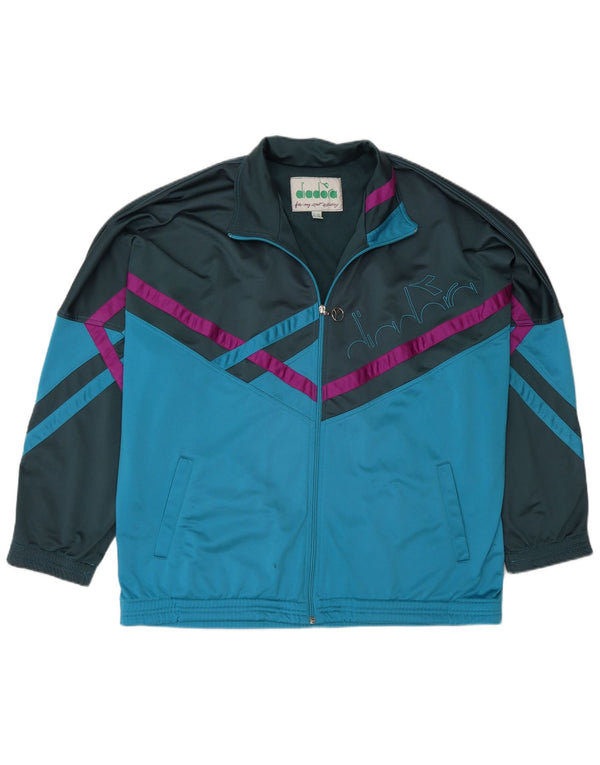 Diadora Mens Graphic Chándal Top Chaqueta UK 42 Large Azul Colorblock