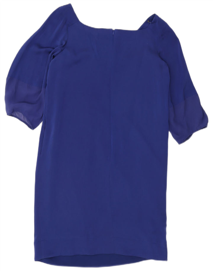 Armani Collezioni Vestido recto de manga 3/4 para mujer IT 44 Azul medio