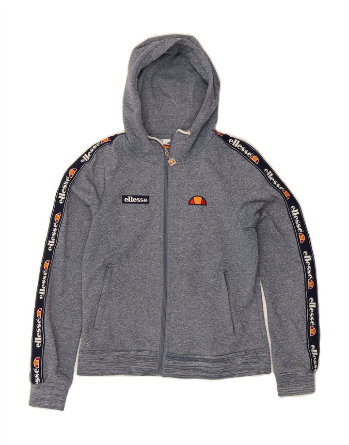 ELLESSE Womens Graphic Zip Hoodie Sweater UK 10 Small Grey Polyester Vintage Ellesse and Second-Hand Ellesse from Messina Hembry 